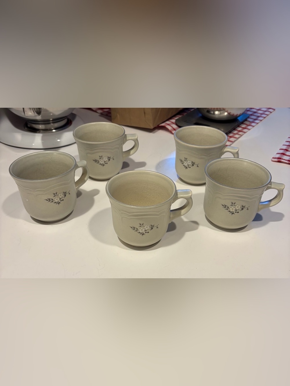 5 Pfaltzgraff Heirloom Coffee Mugs Cottagecore Kitchen Grandmillennial Stoneware